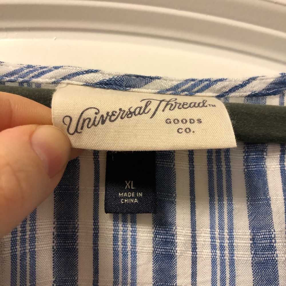 Button + Tie Striped Universal Thread Blouse - Picture 3 of 4